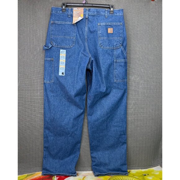 Carhartt Mens 38x34 Blue Loose Original Fit Double-Front Denim Logger Dungarees - Picture 2 of 11